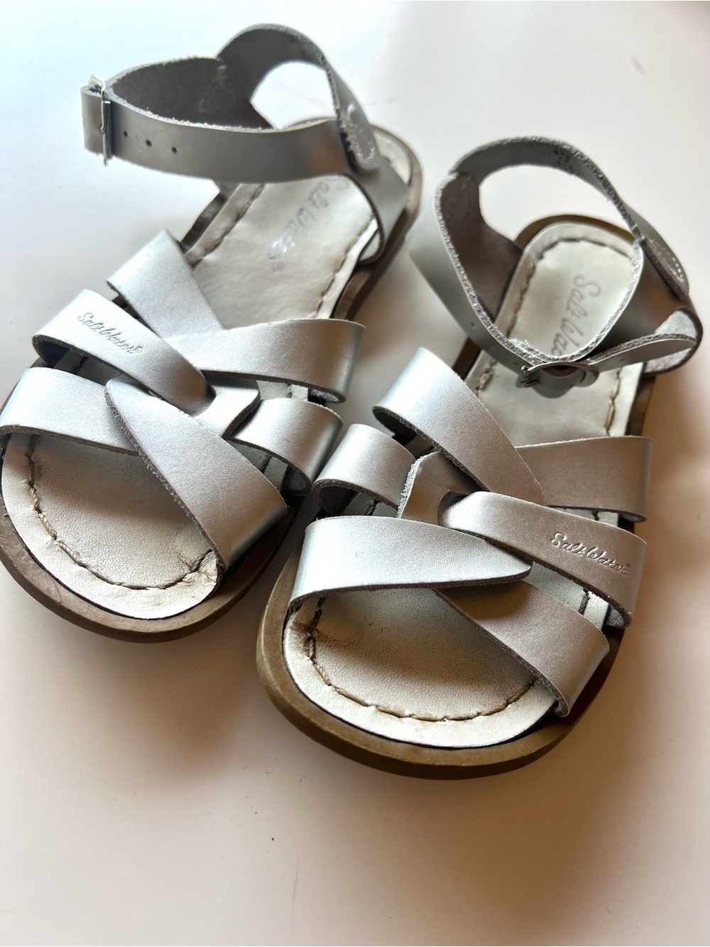 Salt Water Sandal -girls 12 - silver